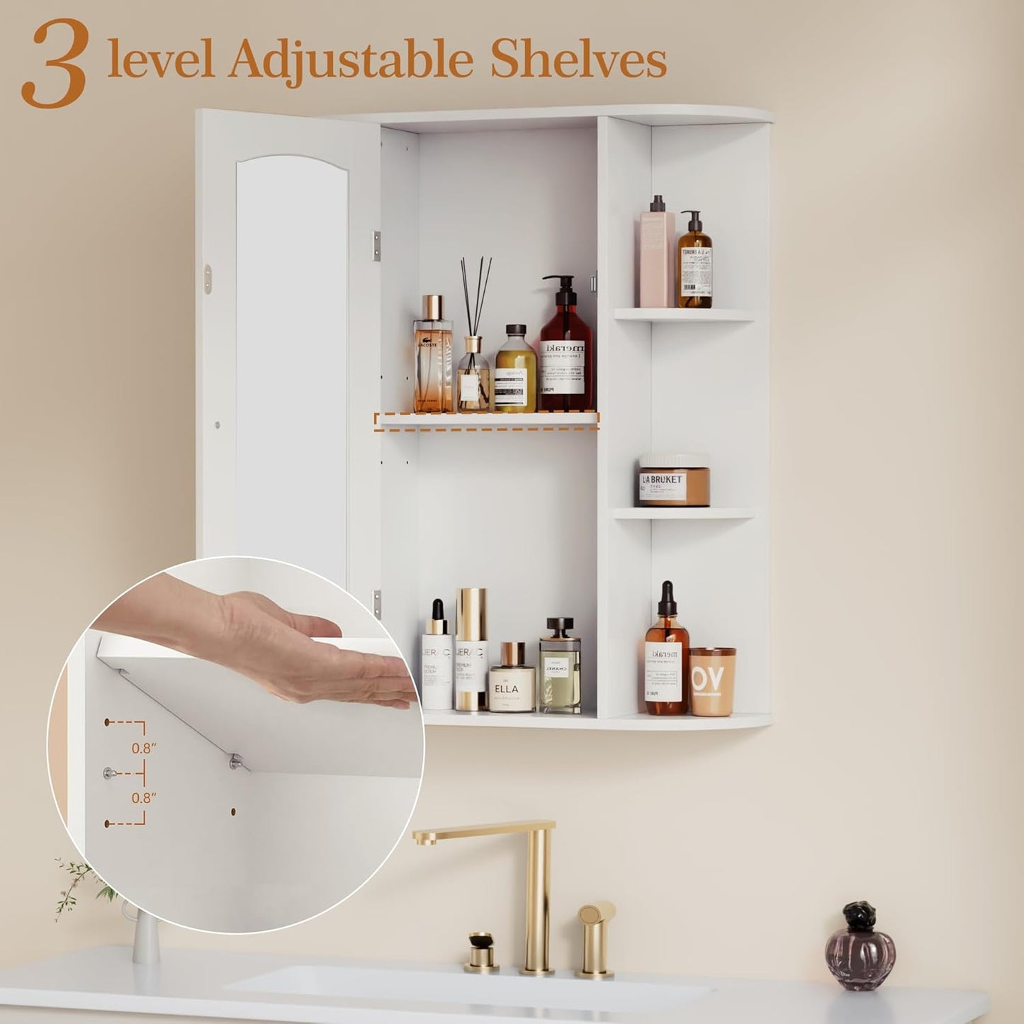 Mueble de Pared para Baño VECELO con Espejo