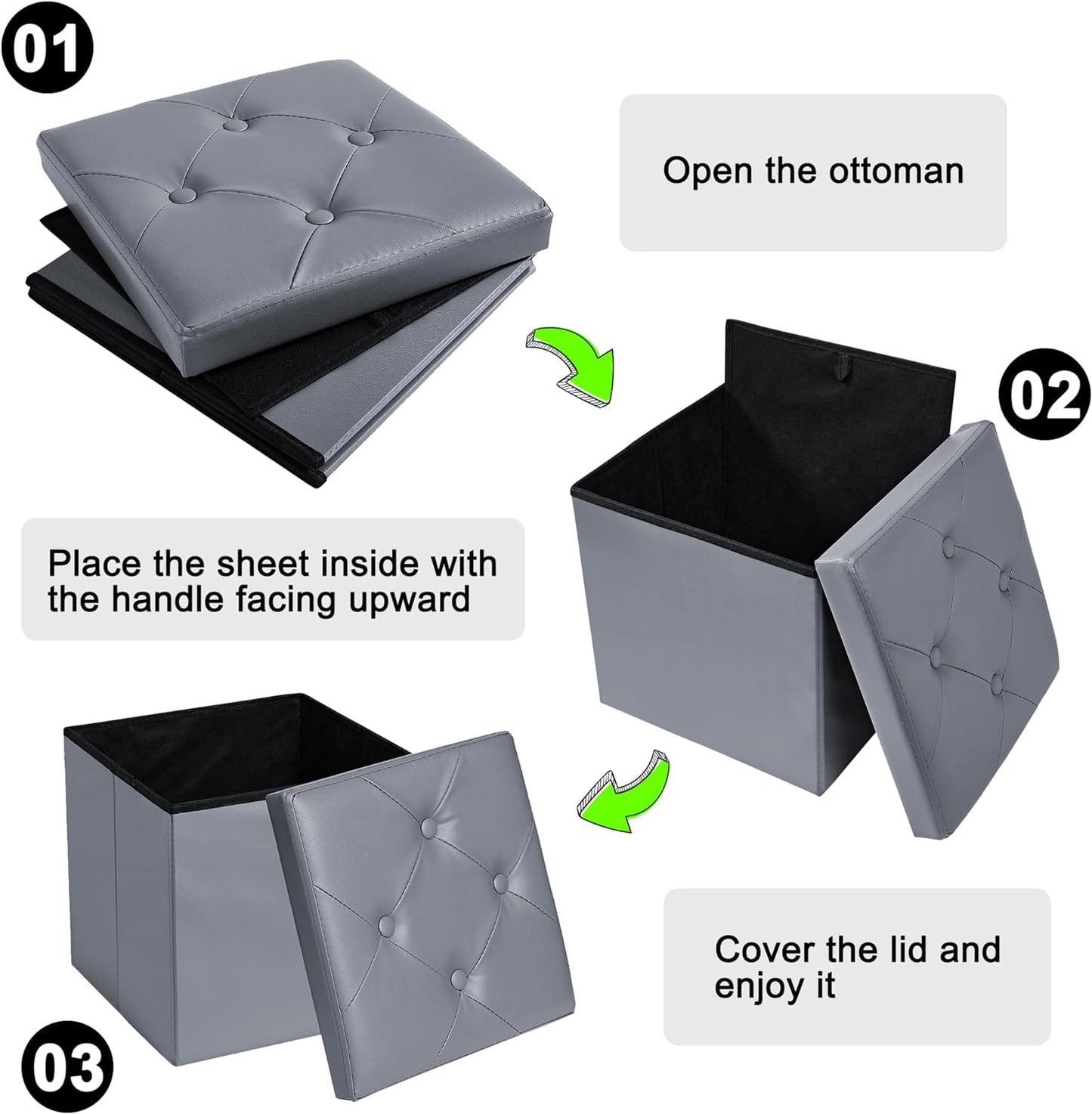 VECELO Storage Ottoman Bench End of Bed 43'' Footstool Footrest Stool Shoestool