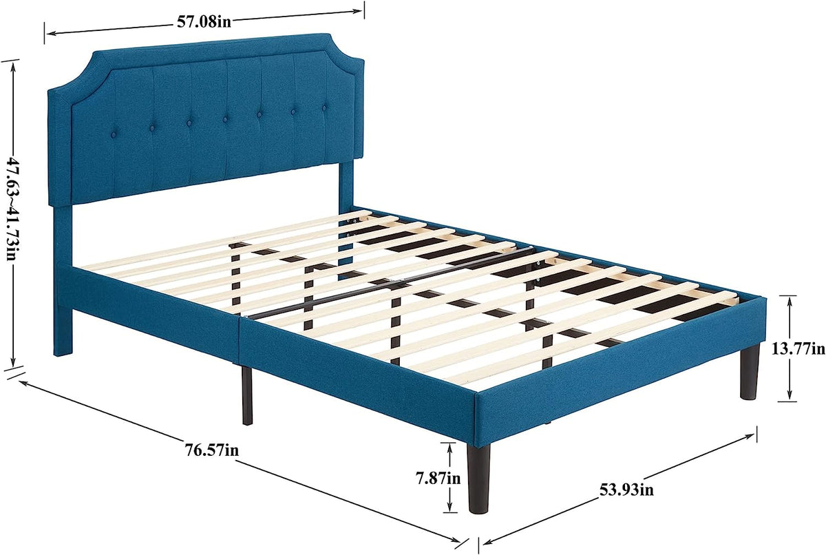 VECELO Premium Upholstered Platform Bed Diamond Stitched Panel Headboard