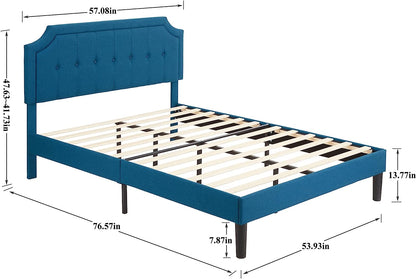 VECELO Premium Upholstered Platform Bed Diamond Stitched Panel Headboard