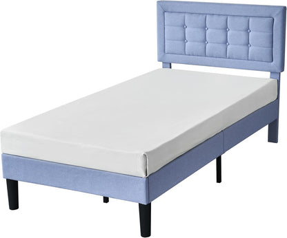 Base de cama tapizada VECELO con cabecero de altura ajustable