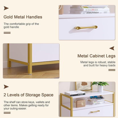 VECELO Shoe Storage Cabinet with 2 Flip Drawers