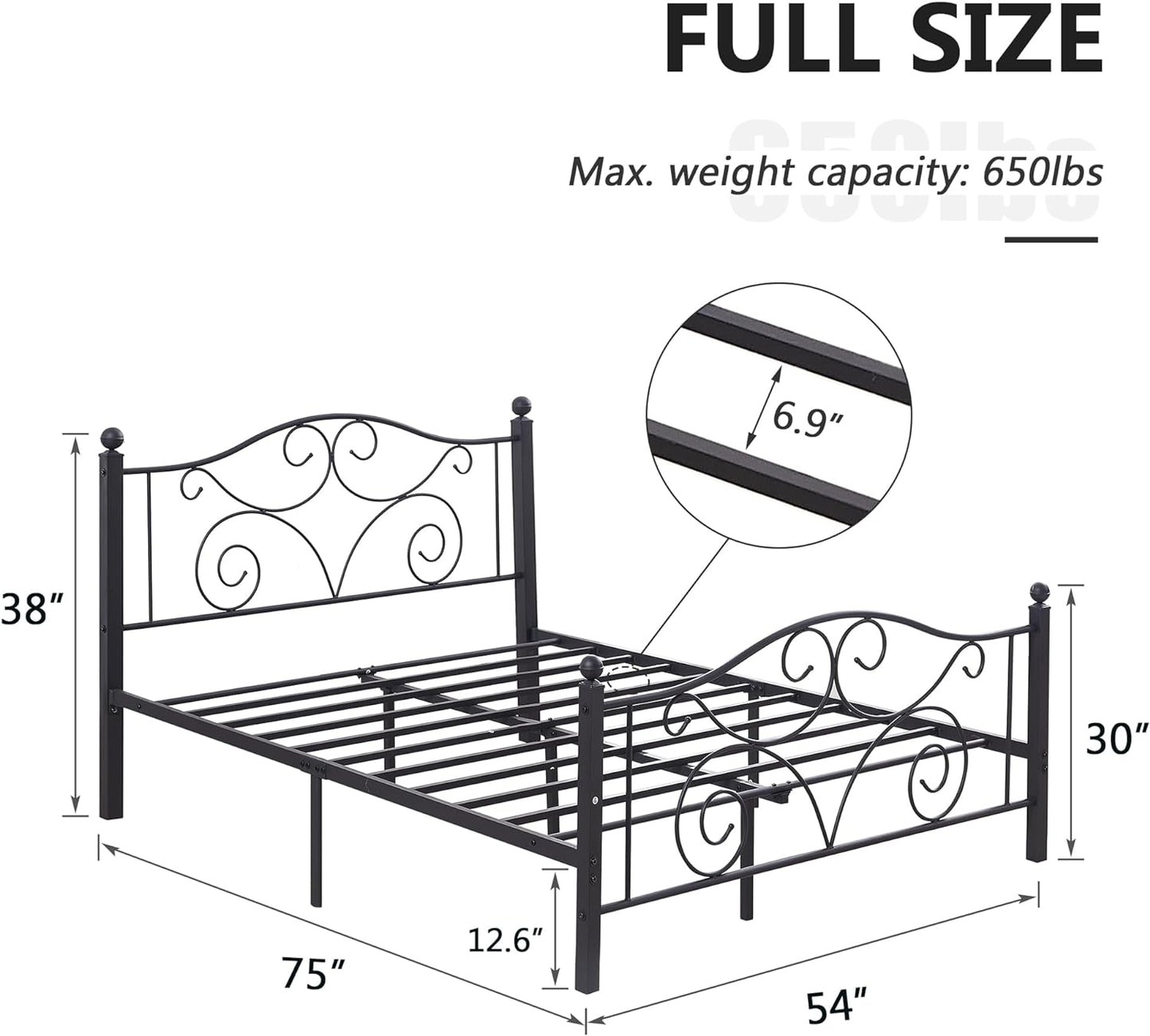 VECELO Classic Metal Bed Frame Mattress Foundation