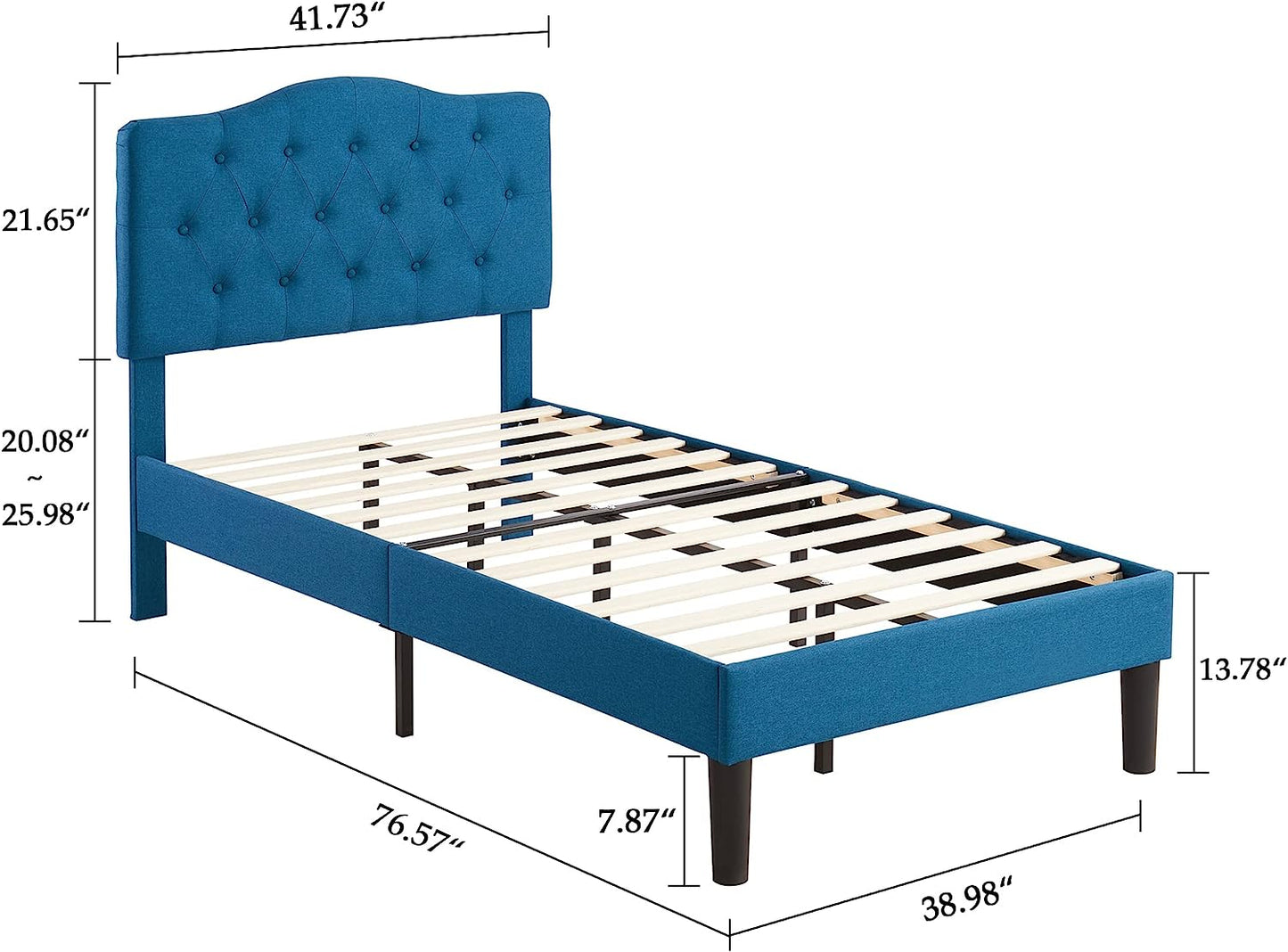 VECELO Classic Upholstered Platform Bed Frame with Diamond Stitched Cloth
