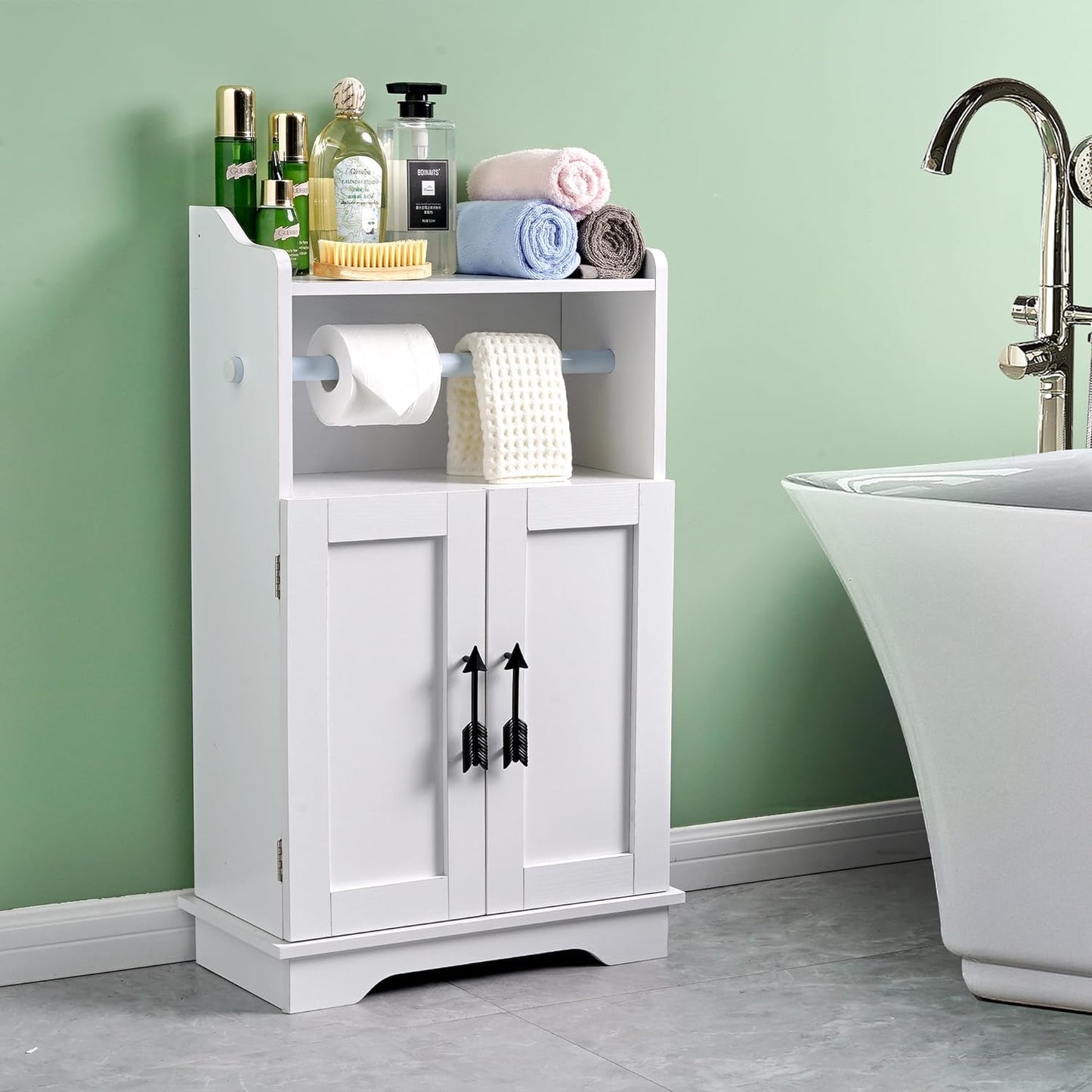 VECELO Mueble organizador de papel higiénico para baño, soporte para rollos y toallas de papel