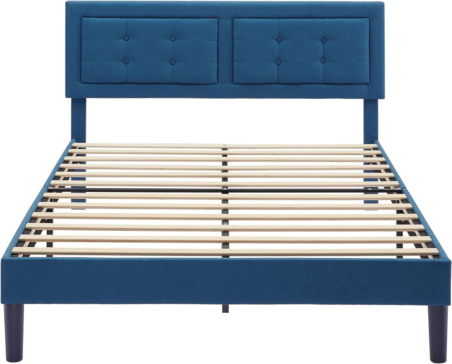 Base de cama tapizada VECELO con cabecero de altura ajustable