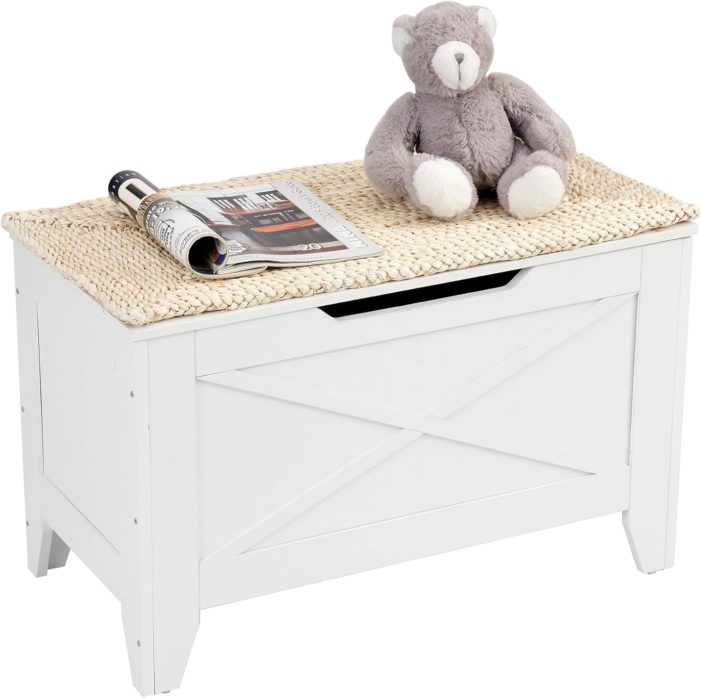 VECELO Modern Shoe Bench for Storage,Toy Chest Ottoman