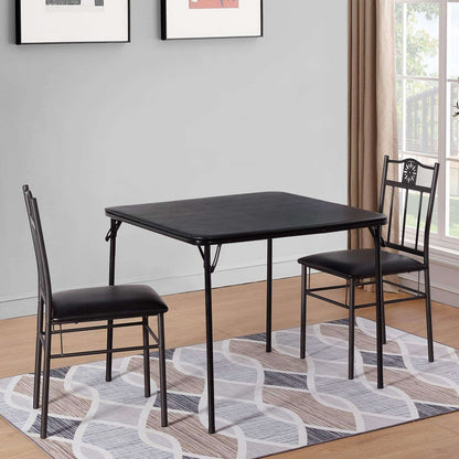 VECELO Portable Folding Card Table Square and Chair Sets with Collapsible Legs & Vinyl Upholstery (5 PCS)