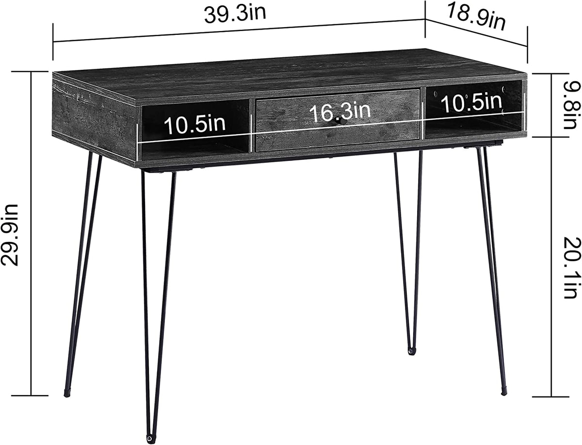 VECELO 39.3" Home Office Work Table with Drawers Computer Desk