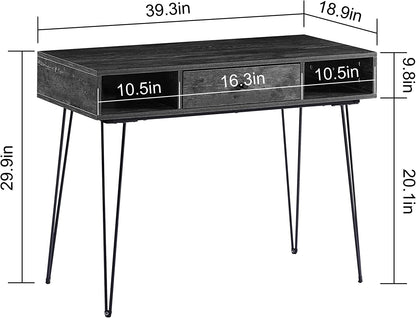 VECELO 39.3" Home Office Work Table with Drawers Computer Desk