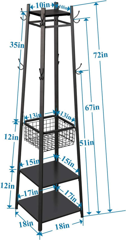 VECELO Coat Rack Freestanding Hall Tree