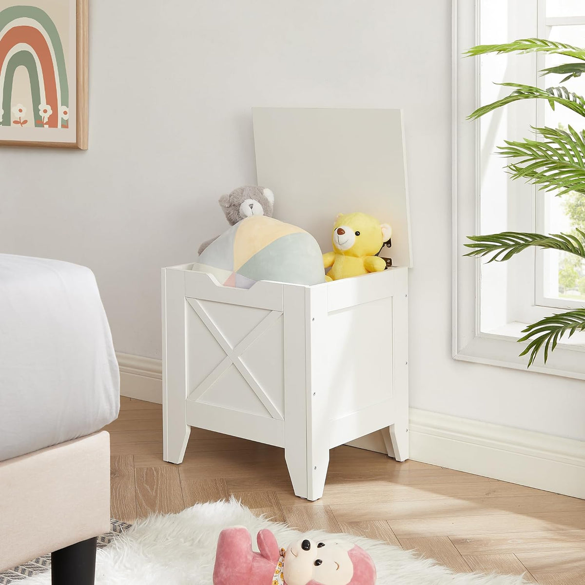 VECELO Modern Shoe Bench for Storage,Toy Chest Ottoman