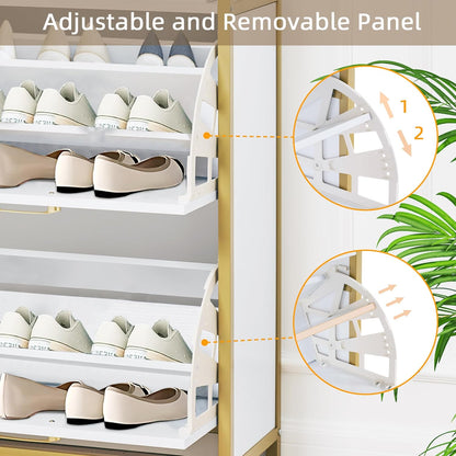 VECELO Shoe Storage Cabinet with 2 Flip Drawers