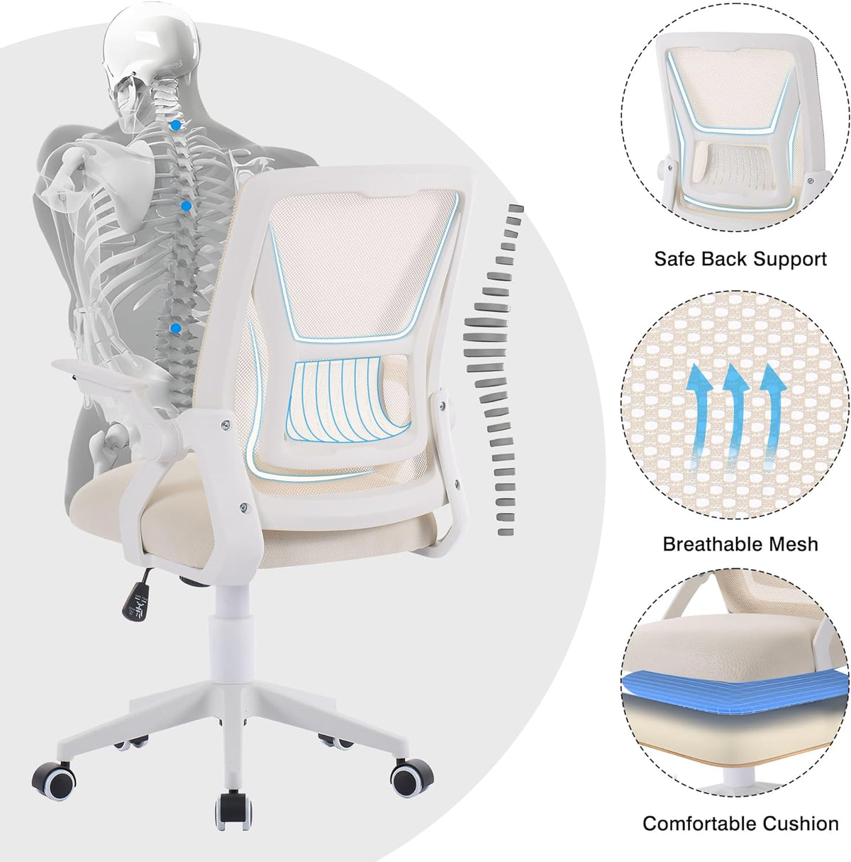 VECELO Mid-Back Swivel Ergonomic Office Chair