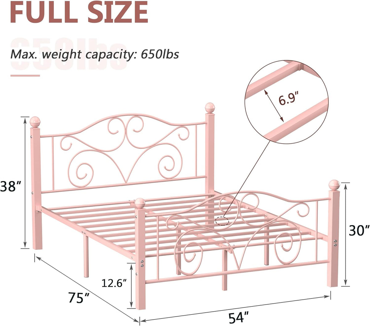 VECELO Classic Metal Bed Frame Mattress Foundation