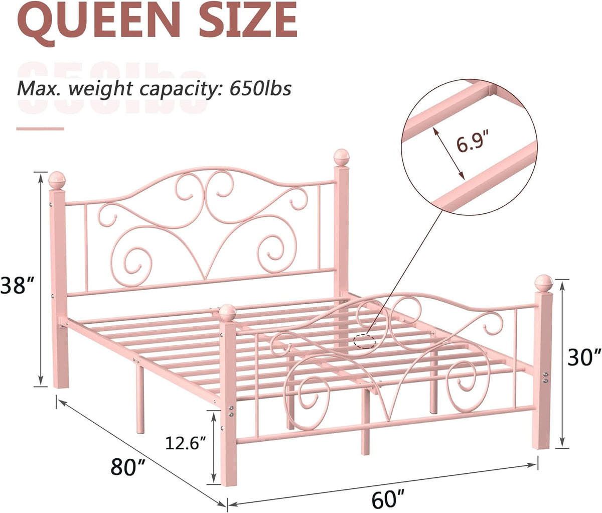 VECELO Classic Metal Bed Frame Mattress Foundation