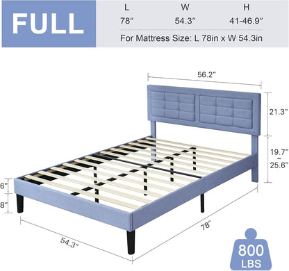 Base de cama tapizada VECELO con cabecero de altura ajustable
