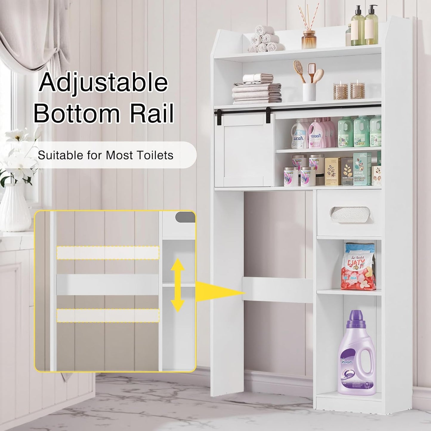 VECELO Over The Toilet Storage Cabinet with Sliding Doors