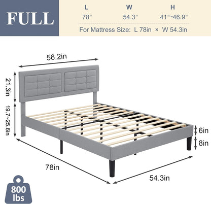 Base de cama tapizada VECELO con cabecero de altura ajustable