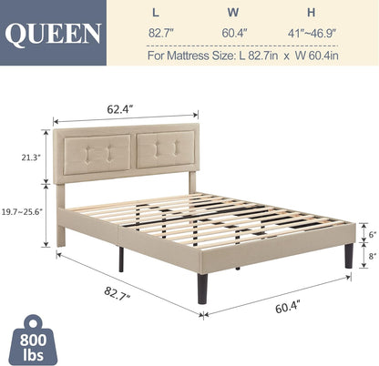 Base de cama tapizada VECELO con cabecero de altura ajustable