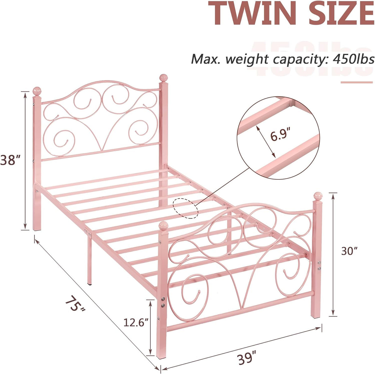 VECELO Classic Metal Bed Frame Mattress Foundation