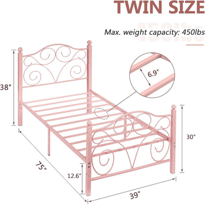 VECELO Classic Metal Bed Frame Mattress Foundation