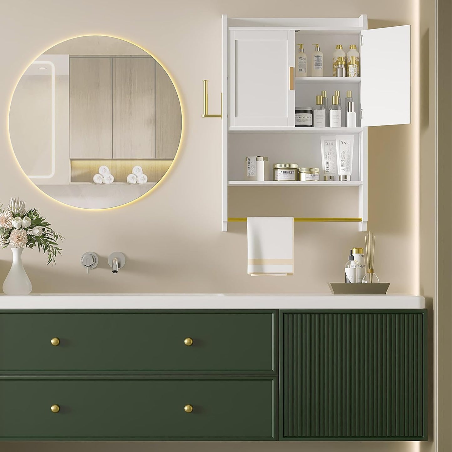 VECELO Armario de pared para baño, botiquín de pared