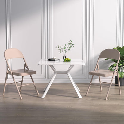 VECELO Metal Frame Steel Folding Mounted Chairs with Triple Braced & Double Hinged Back Set of 4