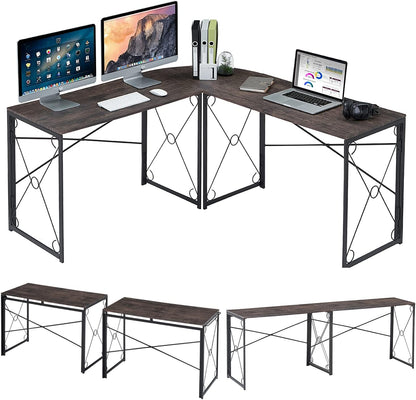 VECELO L Shaped Large Computer Corner Desk Industrial Home Office Workstation