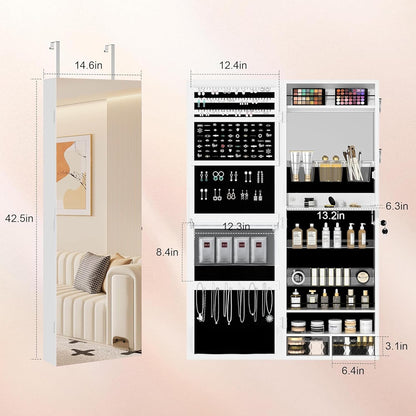 VECELO LED Spiegelschmuckschrank