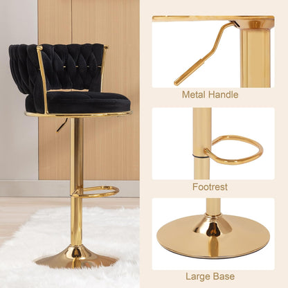 VECELO Bar Stools Set of 2, Adjustable Barstools Counter Height Stools with Back and Arm