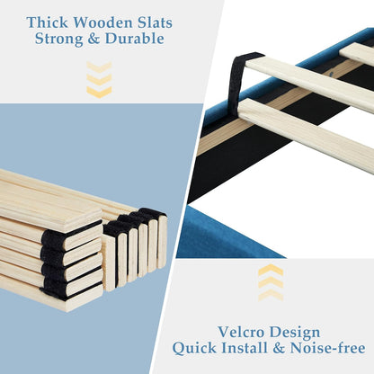Base de cama tapizada VECELO con cabecero de altura ajustable