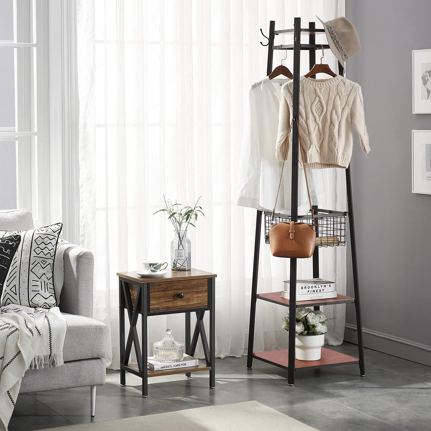 VECELO Coat Rack Freestanding Hall Tree