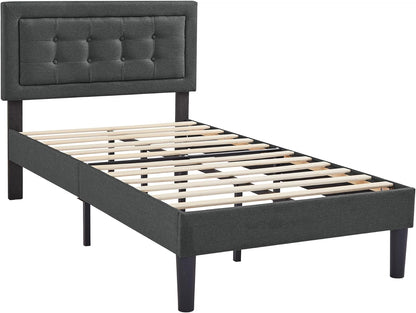 Base de cama tapizada VECELO con cabecero de altura ajustable
