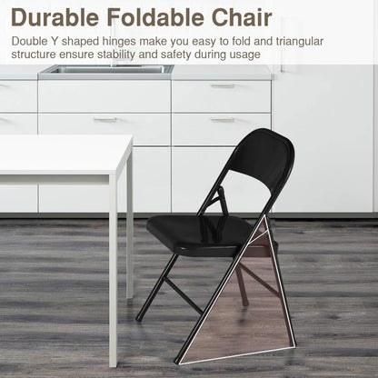 VECELO Metal Frame Steel Folding Mounted Chairs with Triple Braced & Double Hinged Back Set of 4