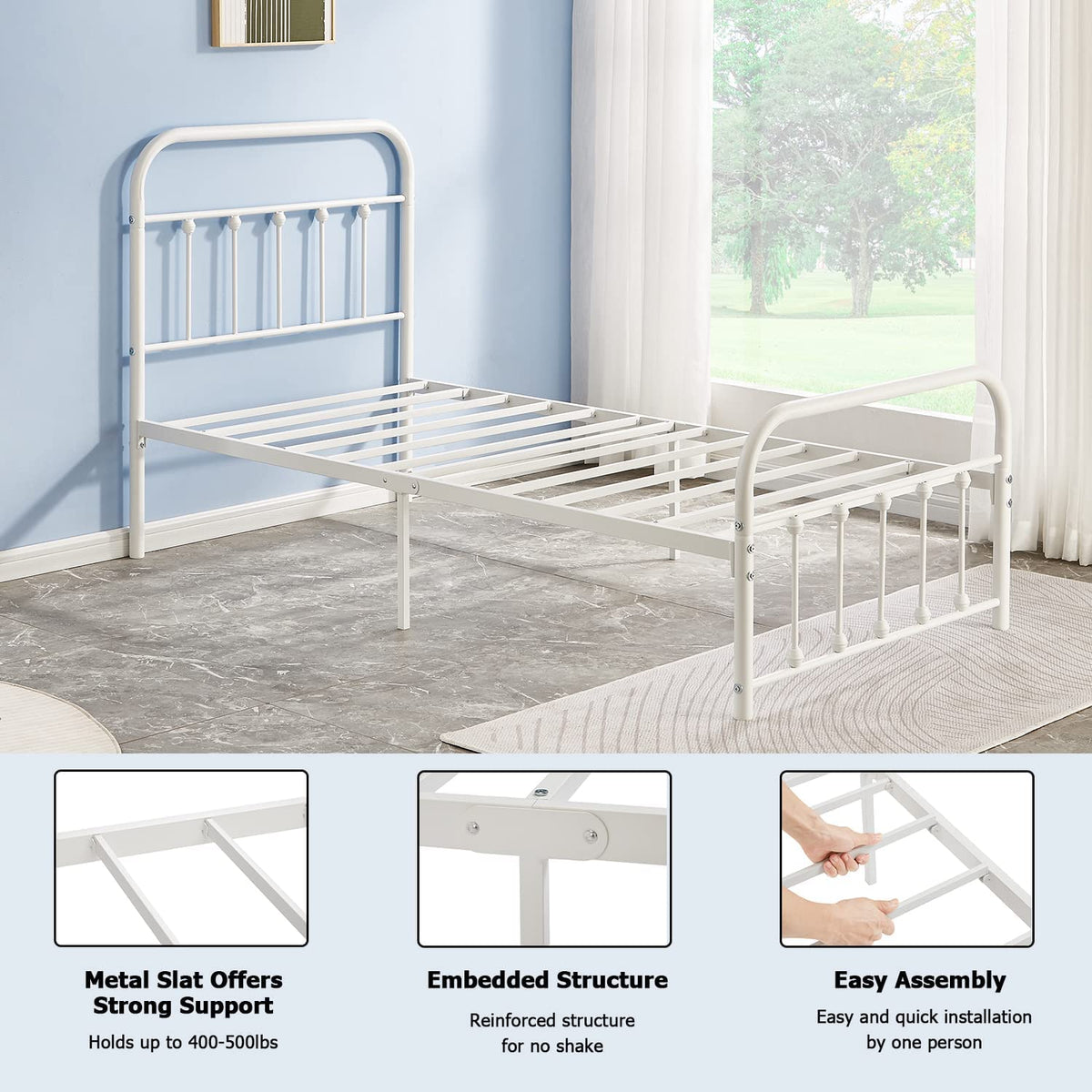 VECELO Metal Platform Bed Frame Mattress Foundation Modern&Simple Style