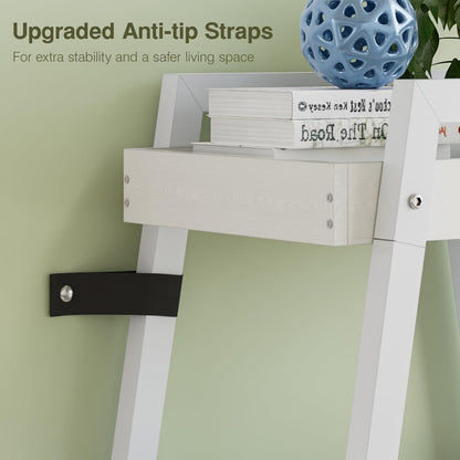 VECELO Ladder Shelf/Display Shelf 4 Tier Storage Bookcase Rack Wood & Steel