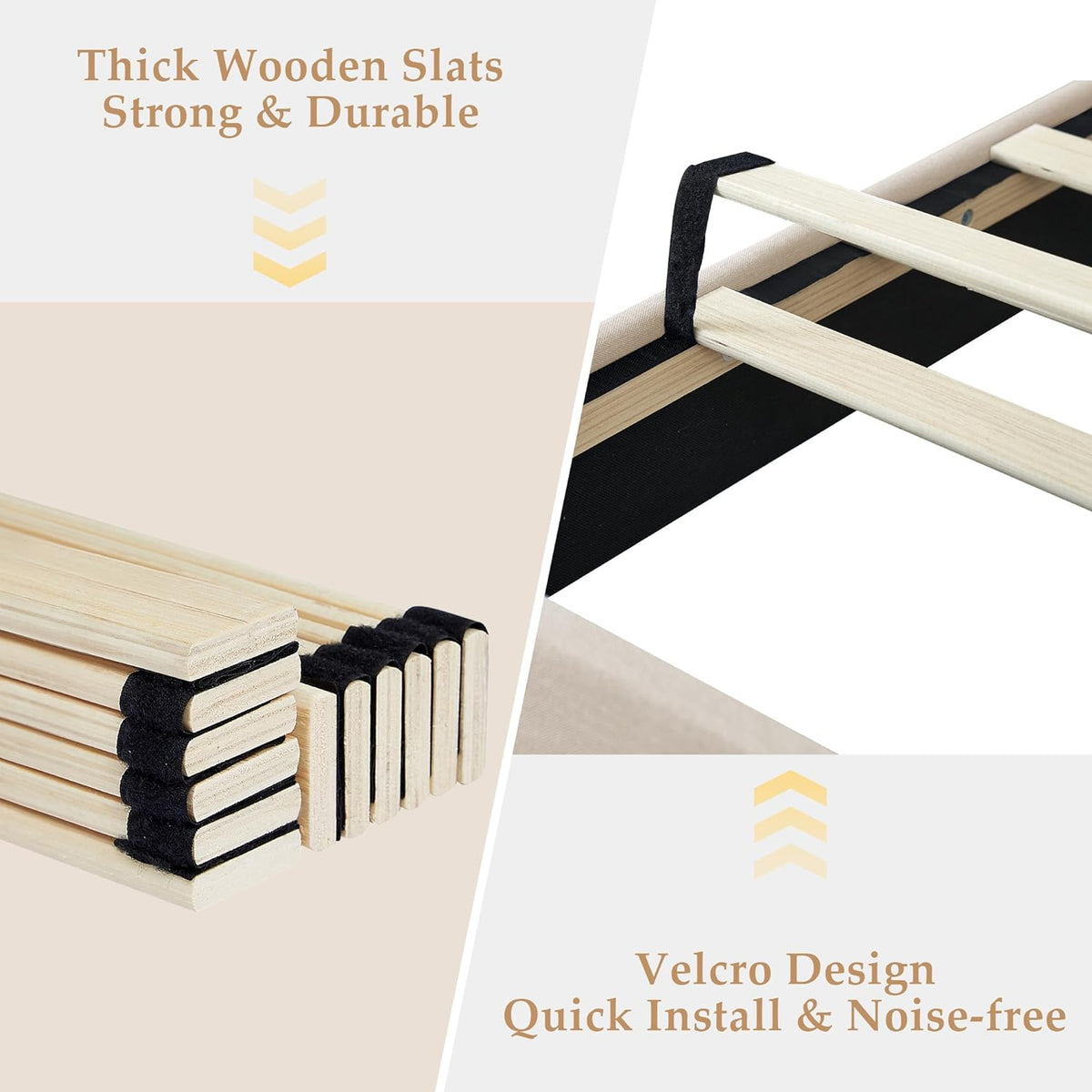 Base de cama tapizada VECELO con cabecero de altura ajustable