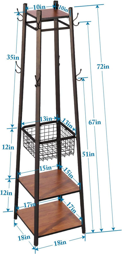 VECELO Coat Rack Freestanding Hall Tree