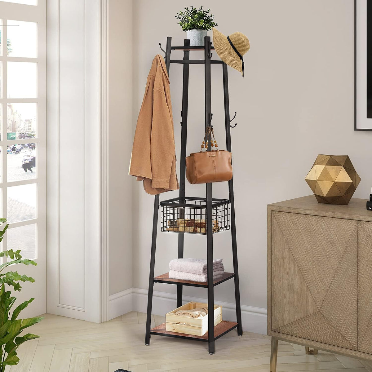 VECELO Coat Rack Freestanding Hall Tree