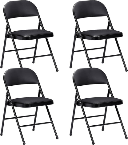 VECELO Portable Folding Card Table Square and Chair Sets with Collapsible Legs & Vinyl Upholstery (5 PCS)