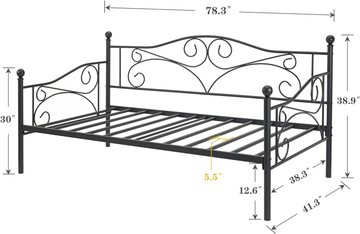 VECELO Premium Daybed Metal Bed Frame Twin Size