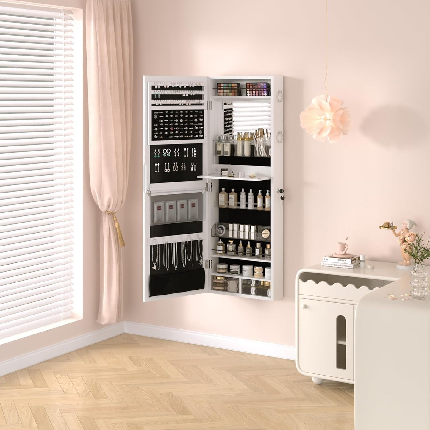 VECELO Armario para Joyas con Espejo LED