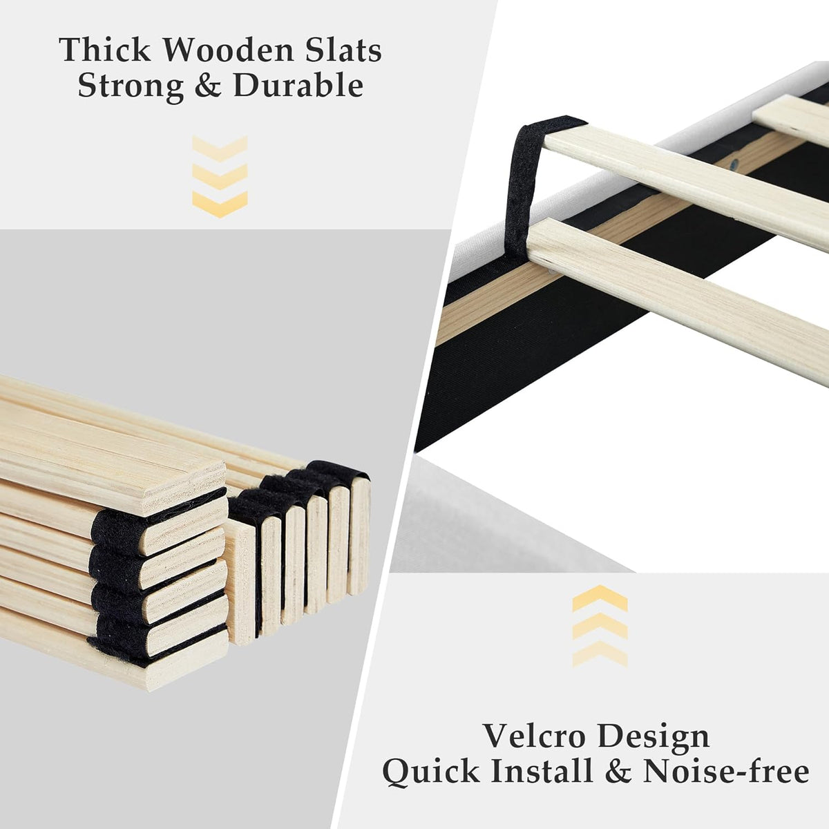 Base de cama tapizada VECELO con cabecero de altura ajustable
