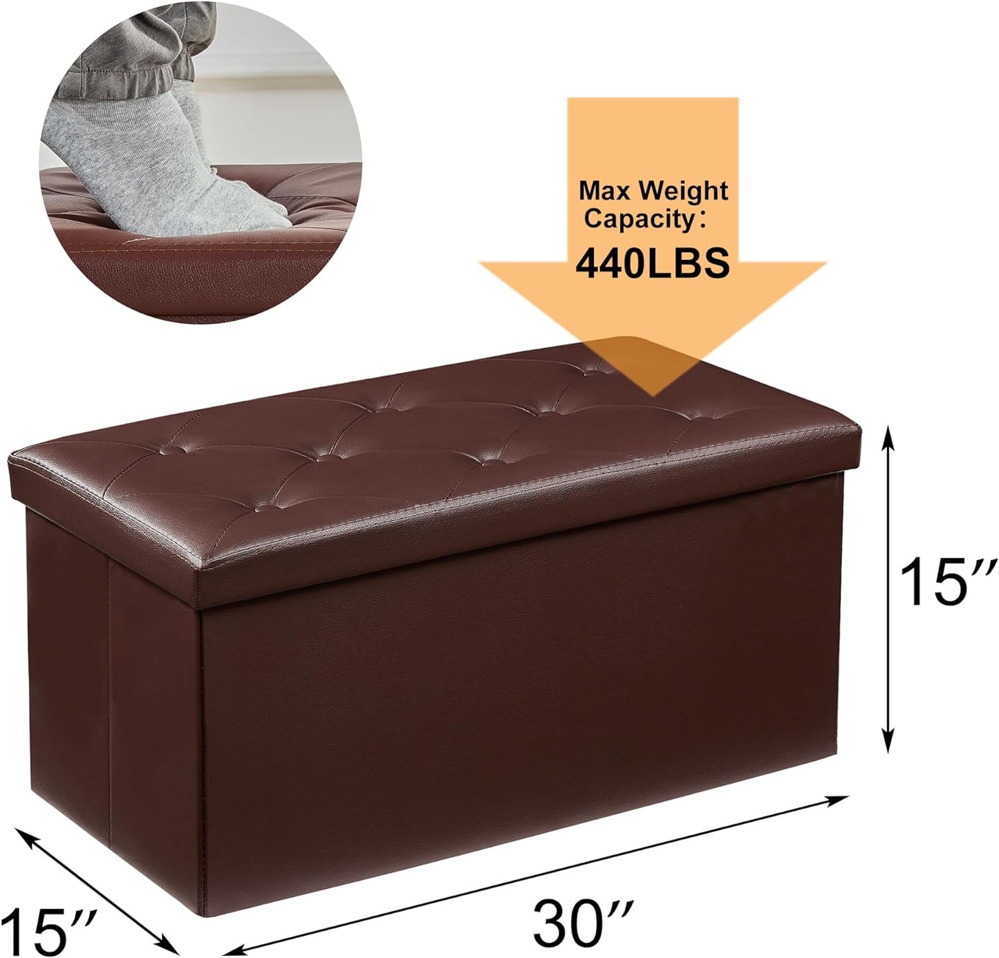 VECELO Storage Ottoman Bench End of Bed 43'' Footstool Footrest Stool Shoestool
