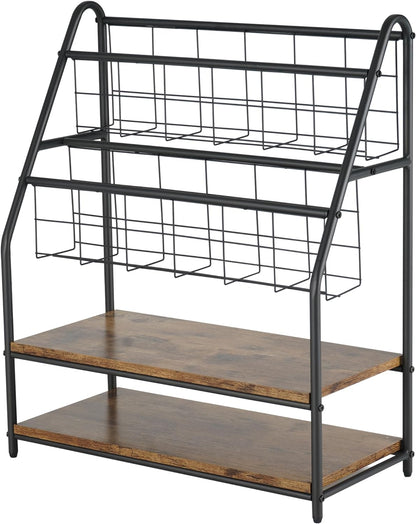 VECELO Zeitungsständer, 2-stufiges Metallregal Prospekthalter