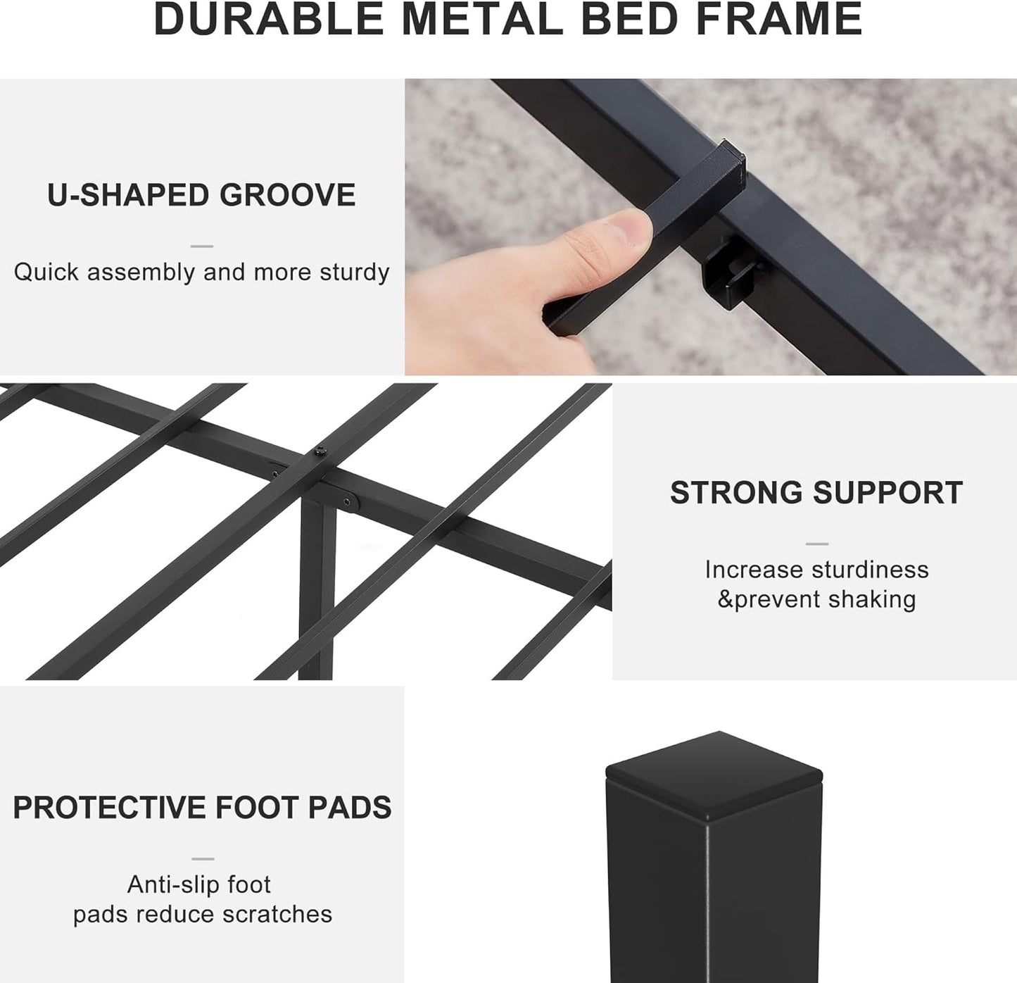 VECELO Classic Metal Bed Frame Mattress Foundation