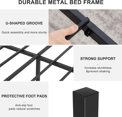 VECELO Classic Metal Bed Frame Mattress Foundation