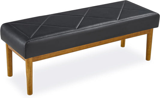 VECELO 44.5”Upholstered Entryway Bench Dining Table Ottoman Seats with Solid Wood Legs