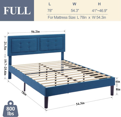 Base de cama tapizada VECELO con cabecero de altura ajustable